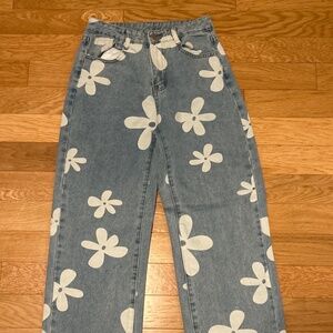 SHEIN flower wide leg jeans